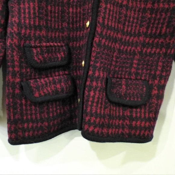VINTAGE Houndstooth Plaid Wool Boxy Cardigan Jacket - Picture 5 of 10